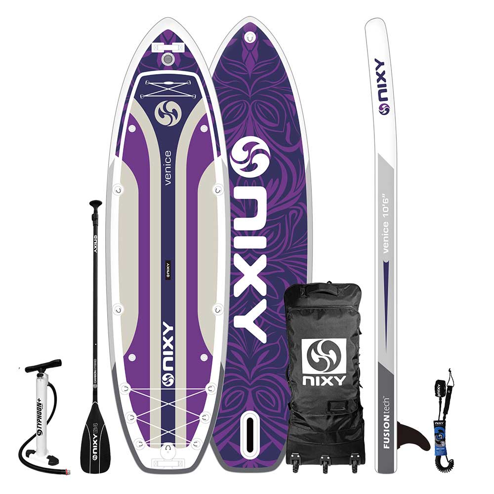 NIXY Venice G5 Cruiser and Yoga inflatable paddle board in purple on the water