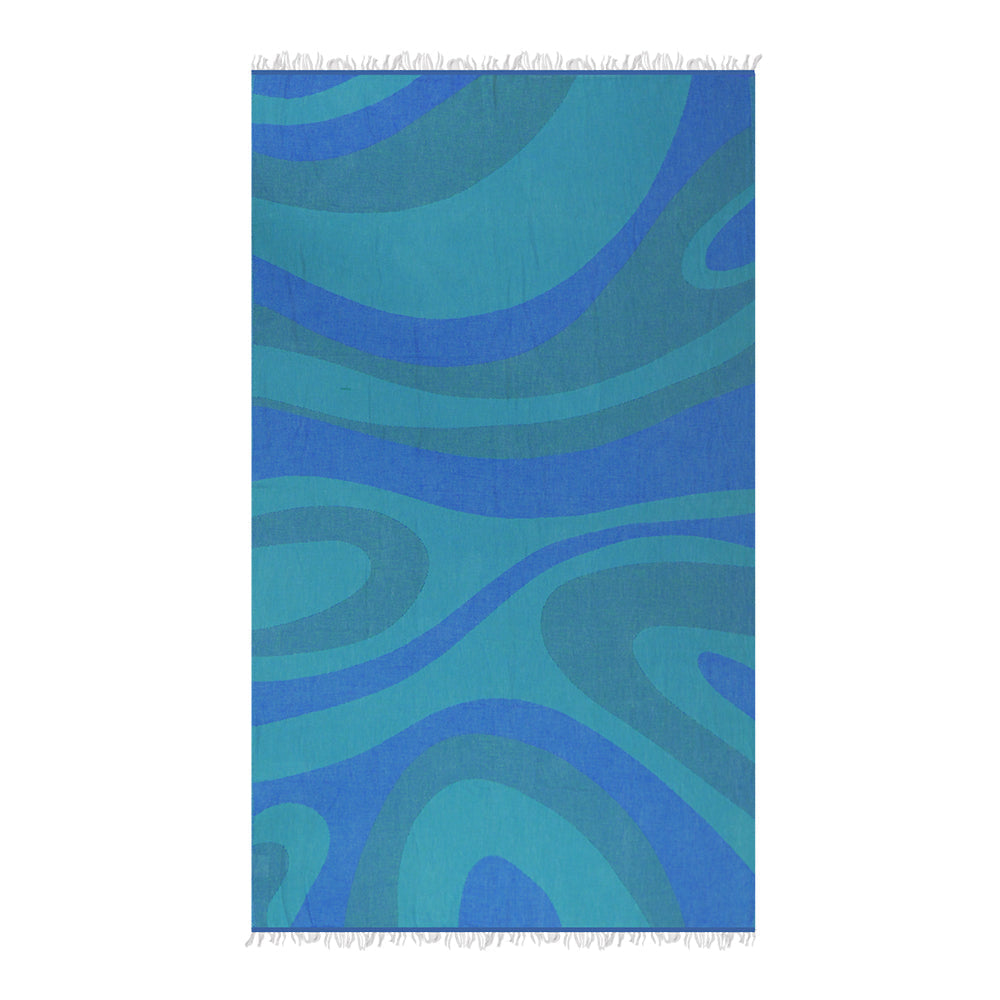 NIXY Nebula Turkish Beach Towel in aqua, flat-woven quick-drying Turkish cotton