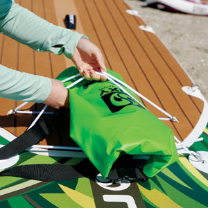 Bungee cords on the front of a NIXY Inflatable Paddleboard