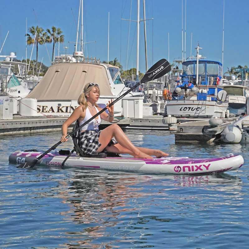 NIXY Premium SUP Kayak Seat, a padded seat that attaches to a paddle board or kayak