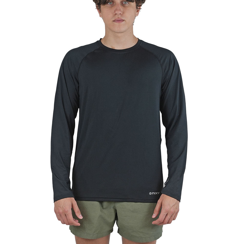 NIXY Men's Rash Guard UPF 50+ in black, worn for paddleboarding