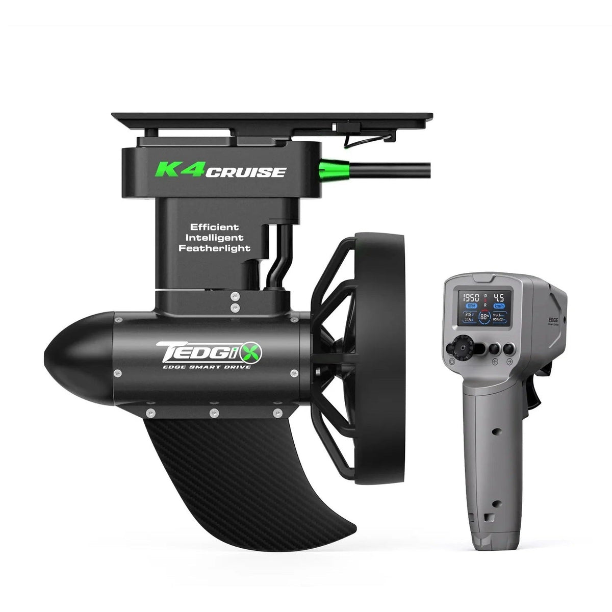 Tedgix K4C Cruise electric fin motor with its wireless remote