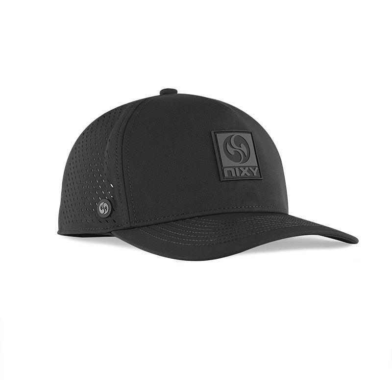 NIXY Stoked Trucker Water Hat in black, low-profile breathable water hat