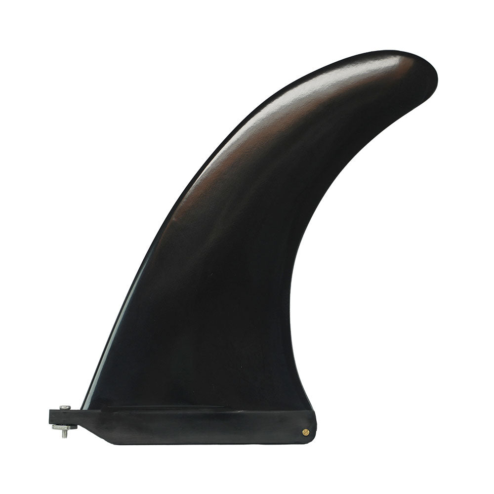 NIXY 10 inch stiff nylon center fin in black for long-distance touring with maximum tracking on US fin box paddle boards