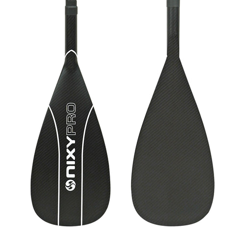 NIXY 2-Piece Adjustable 100% 3K Carbon Fiber SUP Pro Paddle in black, 89 sq in standard blade size, lightweight high-performance paddleboard paddle for SUP cruising and kayaking