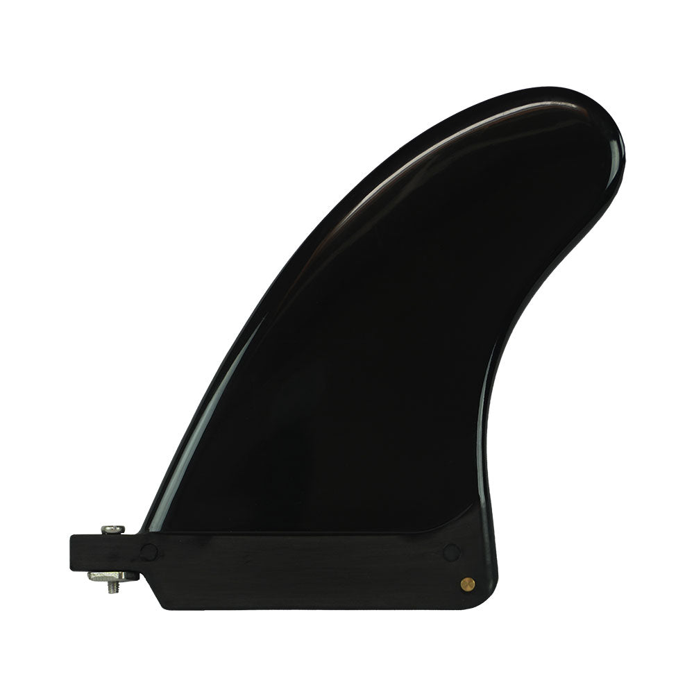 NIXY 6.5 inch stiff TPU shallow water center fin in black for rivers, weeds, and sandbar clearance