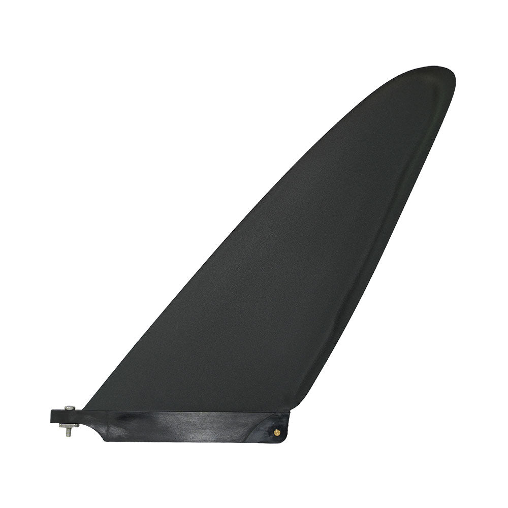 NIXY 9 inch race shape stiff nylon center fin in black for all-around racing and touring on US fin box paddle boards