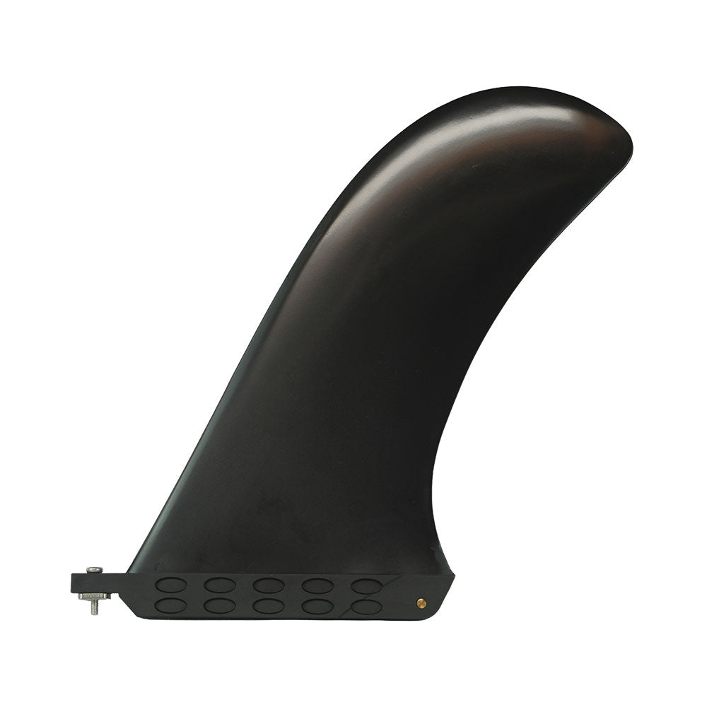 NIXY 9.5 inch race shape stiff nylon center fin in black for choppy water racing on US fin box paddle boards