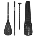 NIXY 3-Piece Adjustable 100% 3K Carbon Fiber SUP Pro Paddle bundle with carry bag, 94 sq in large blade size, lightweight travel-friendly paddleboard paddle for SUP touring and kayaking