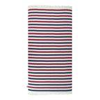 Red striped Cabana Turkish cotton beach towel with horizontal stripes on a white background