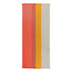 Striped NIXY Turkish cotton beach towel with red, yellow, and white colors on a white background