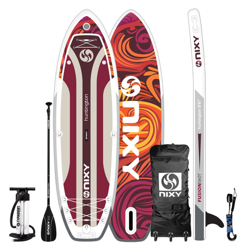NIXY Huntington G5 9'6" compact inflatable paddle board in Red with carbon paddle, pump, backpack, fin and leash