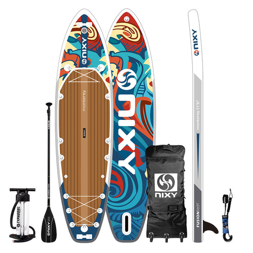 NIXY Monterey G5 11'6" expedition paddle board in Ibiza multicolor swirl with carbon paddle, pump and travel backpack