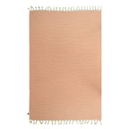 Striped NIXY Mediterranean (Orange) oversized Turkish cotton beach towel with tassels on a white background