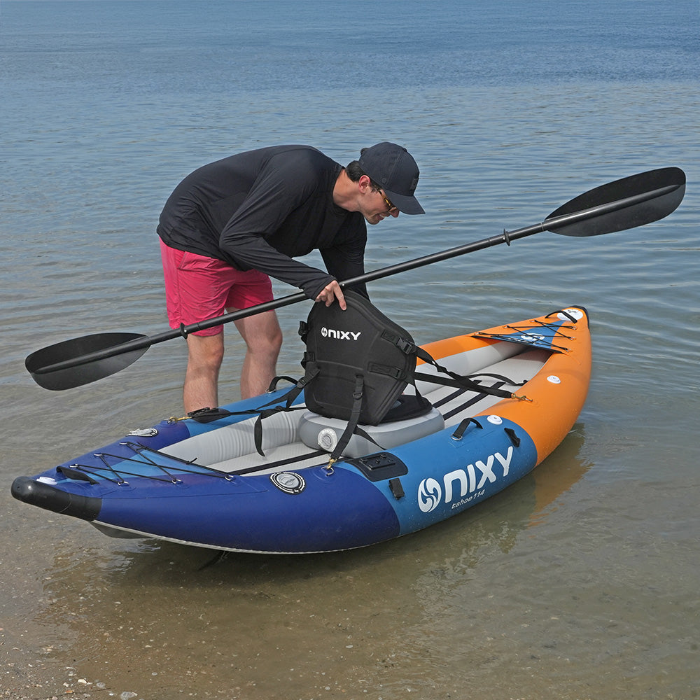 NIXY Tahoe 114 Single Inflatable Kayak being brought into the water