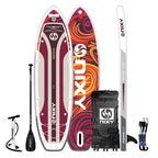 Nixy Venice G5 Red 10'6" inflatable stand-up paddleboard with accessories on a white background