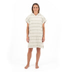 NIXY Adult Turkish Cotton Changing Poncho Towel worn by female model with a white background.