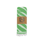 NIXY Palm Turkish Beach Towel in Lime, palm-leaf pattern laid flat on a white background