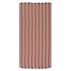 Striped Turkish cotton beach towel with brown and white stripes on a white background