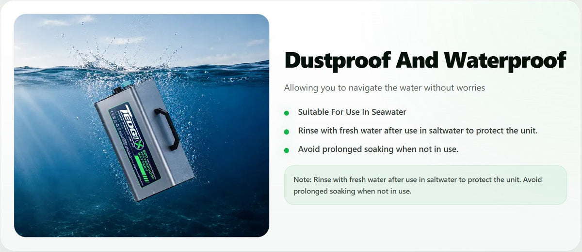 Tedgix B15 waterproof battery splashing in seawater
