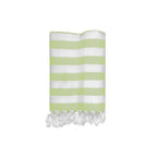 Close-up of the NIXY Acelia Bamboo Turkish Beach Towel in Lime, showing the bamboo-cotton blend weave