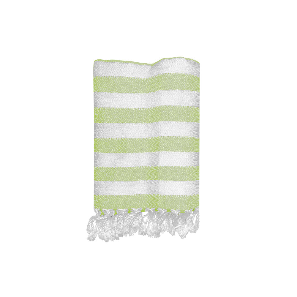 Close-up of the NIXY Acelia Bamboo Turkish Beach Towel in Lime, showing the bamboo-cotton blend weave