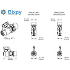 Technical diagram of Bixpy K-1 Motor with dimensions