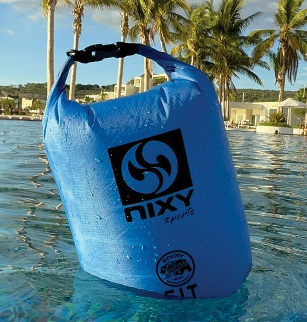 Waterproof dry bag floating on the water