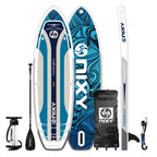 NIXY Huntington G5 9'6" compact inflatable paddle board in Blue with carbon paddle, pump, backpack, fin and leash