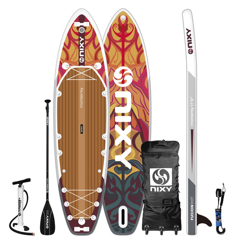 NIXY Monterey Tulum 11'6" inflatable paddle board set with accessories on a white background