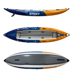 NIXY Tahoe 150 tandem inflatable kayak with a rigid 10 cm drop-stitch floor and over 600 lb capacity