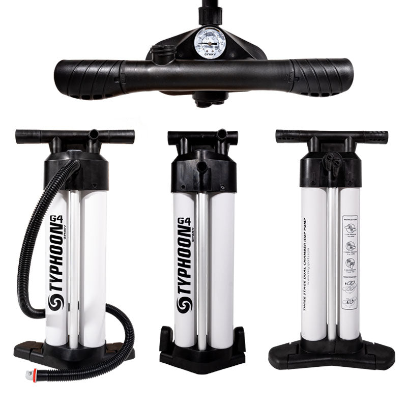 NIXY Typhoon dual-chamber manual SUP pump included with the Manhattan G5 paddle board