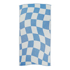 NIXY Squares Recycled Turkish Beach Towel in Bright Blue, geometric square pattern laid flat on a white background