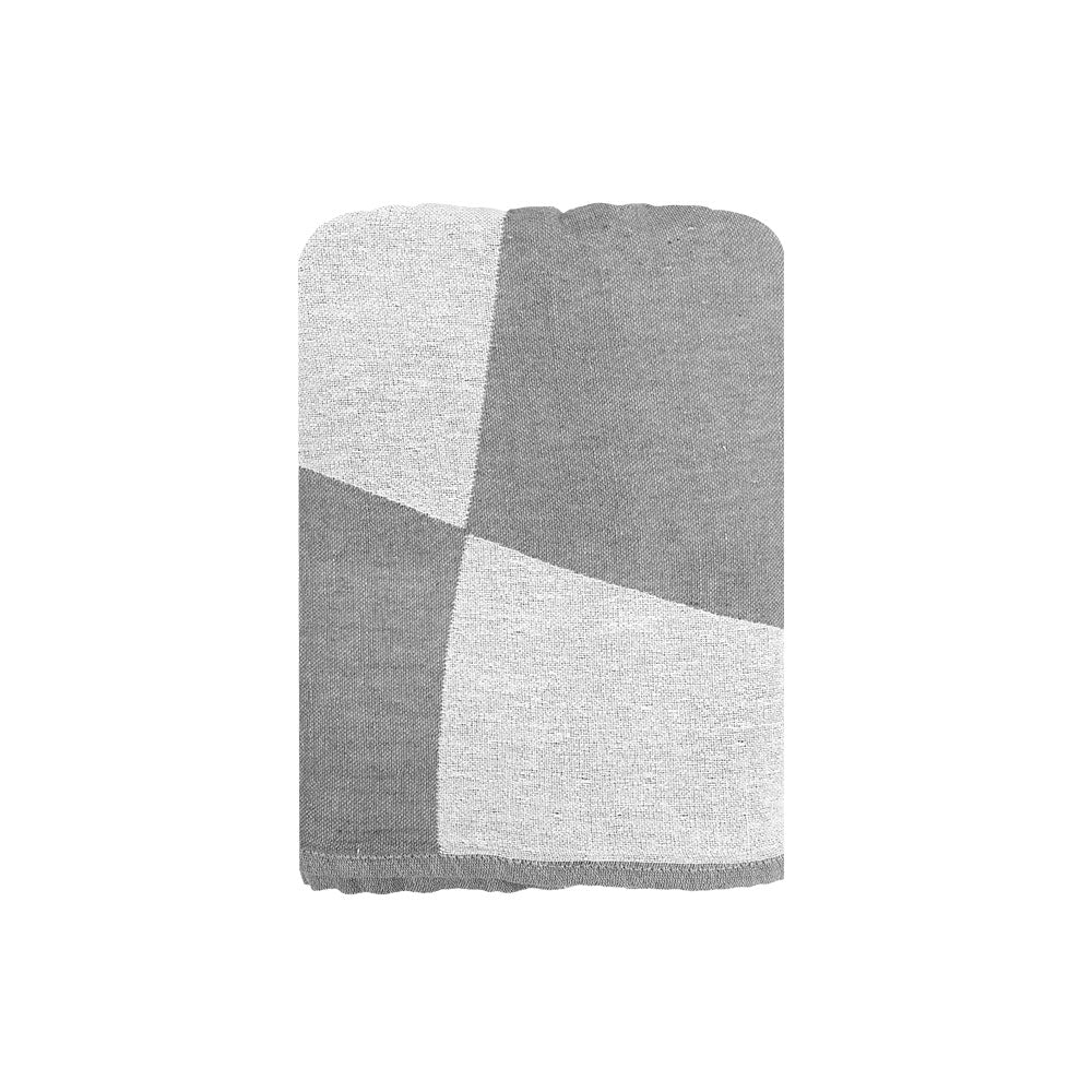 Close-up of the NIXY Squares Recycled Turkish Beach Towel in Gray, 100% recycled Turkish cotton weave