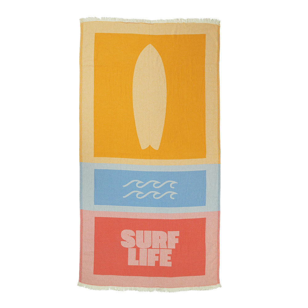 NIXY Surf Turkish Beach Towel laid flat on a white background, 71 inch extra-long 100% Turkish cotton