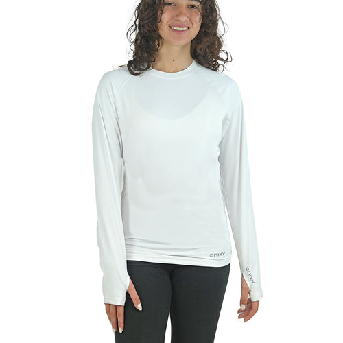 NIXY Women's White Long Sleeve Rash Guard UPF 50+ Sun Protection Swim Shirt