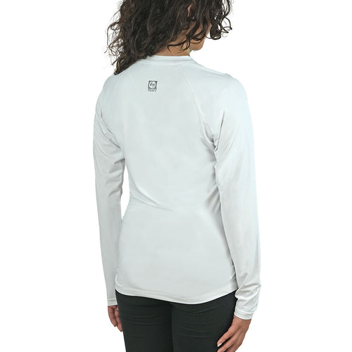 NIXY Women's White Long Sleeve Rash Guard UPF 50+ Back View Sun Protection Swim Shirt