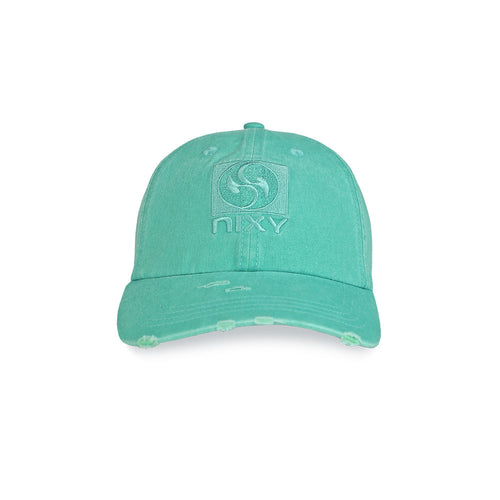 NIXY DAP Vintage Washed Cotton Dad Hat in Aqua Front View