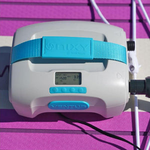 NIXY ventus electric pump inflating a pink paddleboard to 15 PSI